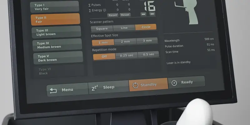 ADVATx touchscreen interface and treatment handpiece close-up